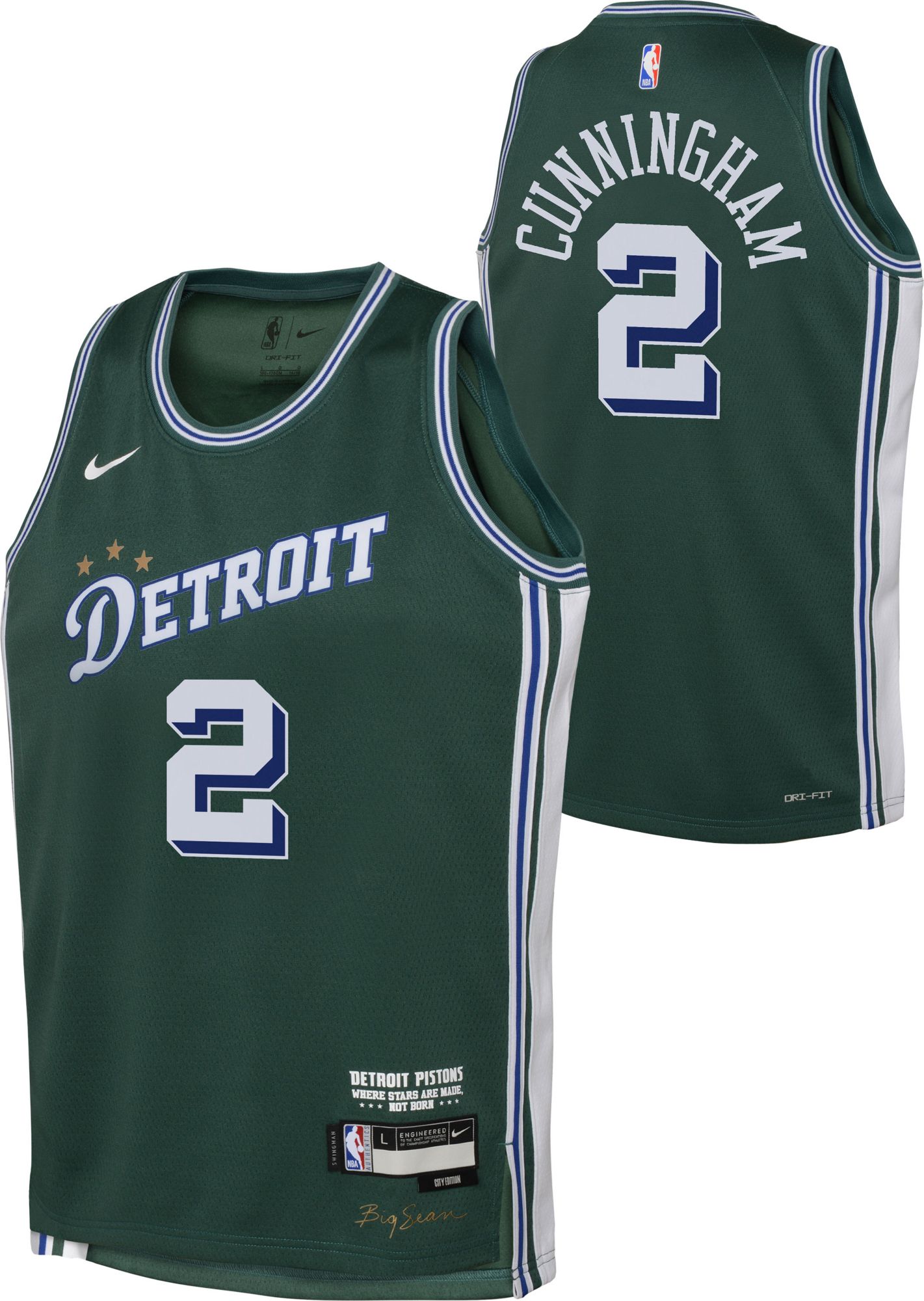 Nike Men's 202223 City Edition Detroit Pistons Cade Cunningham 2