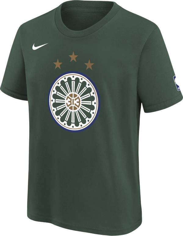 Nike Youth 2022-23 City Edition Detroit Pistons Green Warm-Up T-Shirt product image