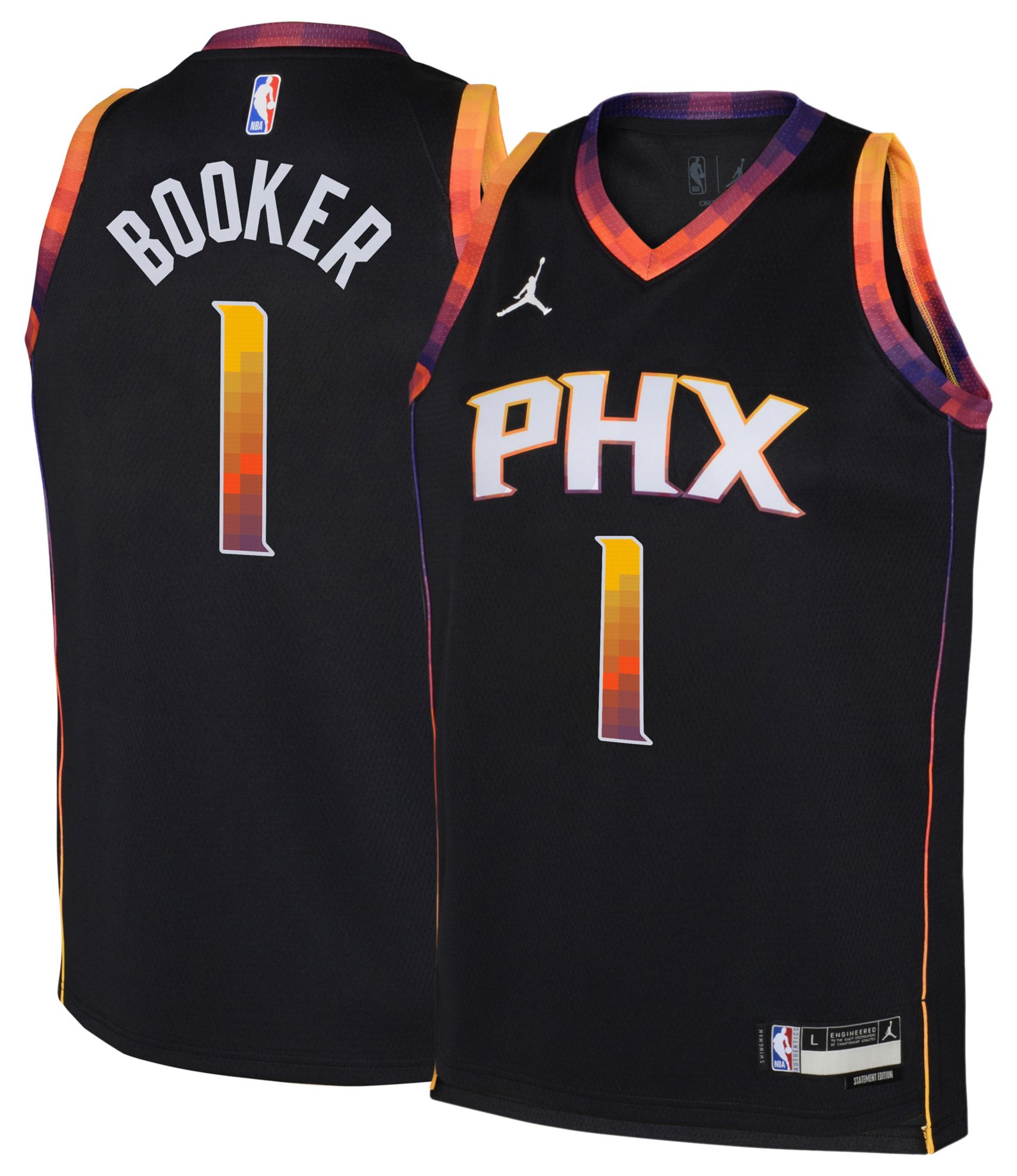 Jordan Youth Phoenix Suns Devin Booker #1 Black Swingman Statement Jersey product image