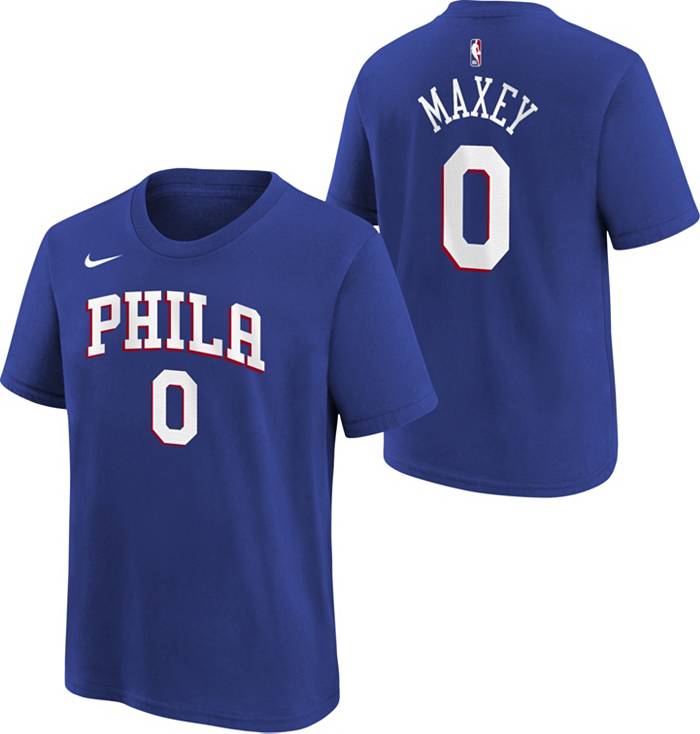 Nike Men's 2022-23 City Edition Philadelphia 76ers Tyrese Maxey #0 White  Cotton T-Shirt