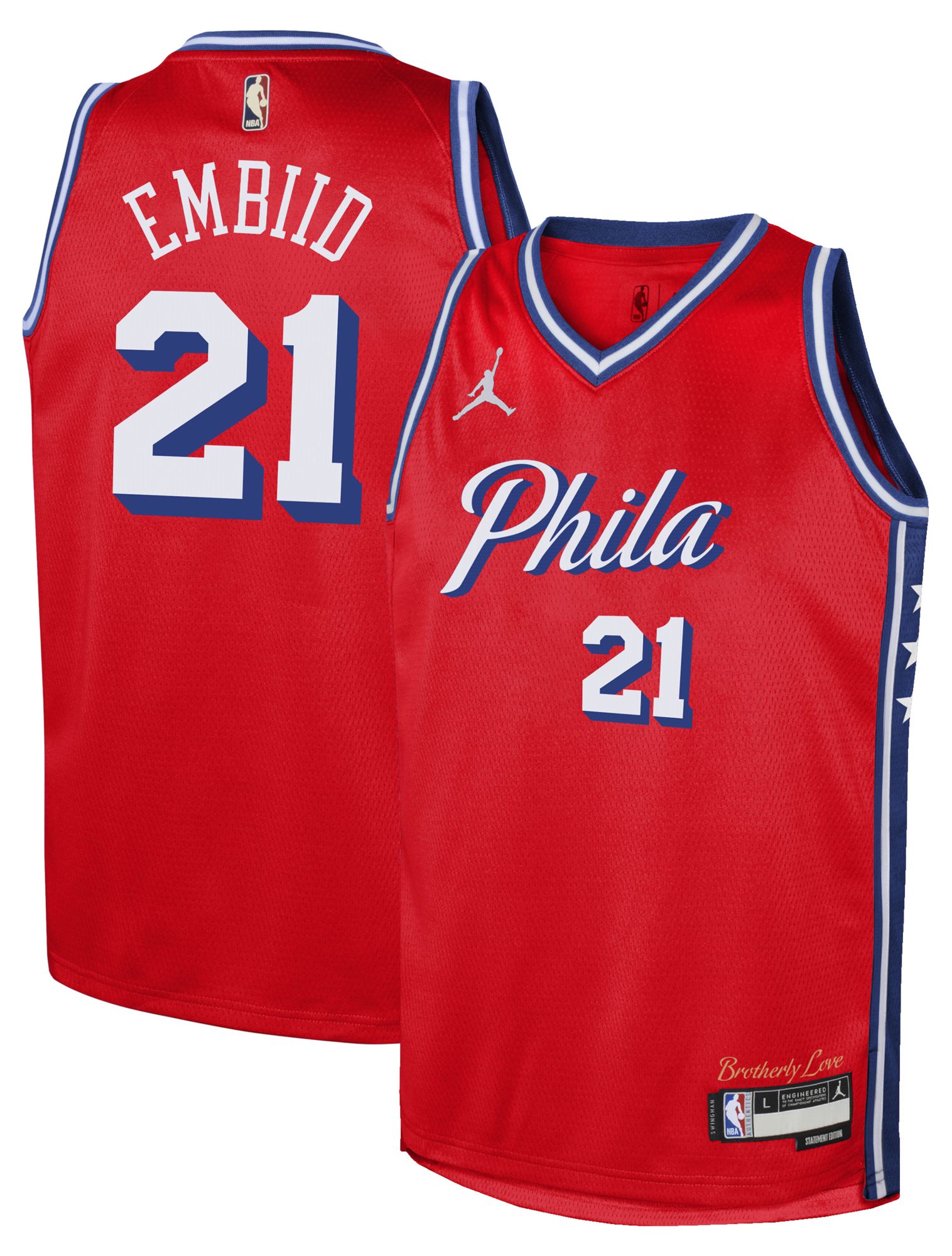 Jordan Youth Philadelphia 76ers Joel Embiid #21 Red Swingman Statement Jersey product image