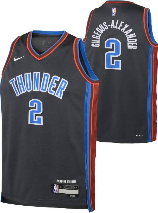 Nike Youth 2022-23 City Edition Oklahoma City Thunder Shai Gilgeous-Alexander #2 Grey Dri-FIT Swingman Jersey product image