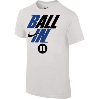 sorry, Nike Youth Duke Blue Devils White 2022 Basketball BALL IN Bench T-Shirt is currently out of stock