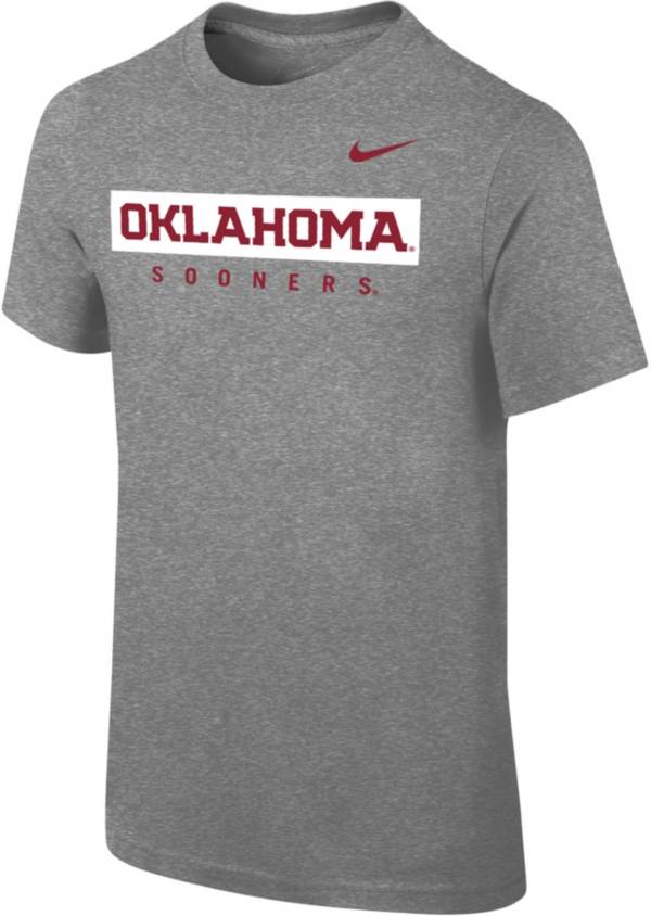Nike Youth Oklahoma Sooners Grey Core Cotton Wordmark T-Shirt product image
