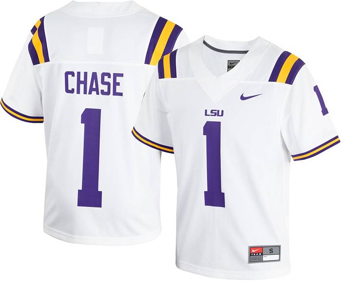 Nike Youth LSU Tigers Ja'Marr Chase #1 White Untouchable Game Football Jersey, Boys', Large