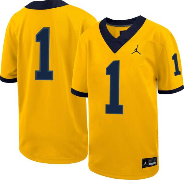 Jordan Youth Michigan Wolverines #1 Maize Untouchable Game Football Jersey