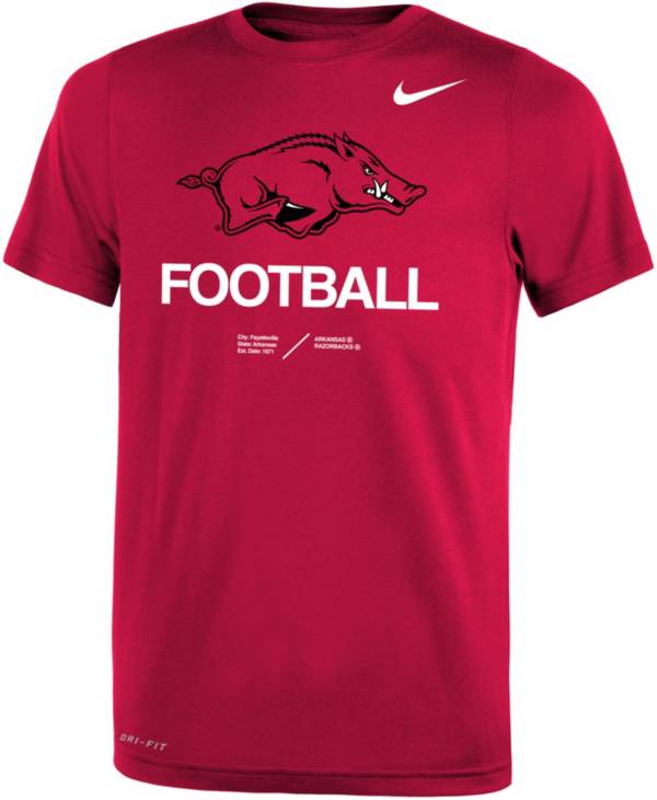 Nike Youth Arkansas Razorbacks Cardinal Dri-FIT Legend Football Sideline Team Issue T-Shirt product image