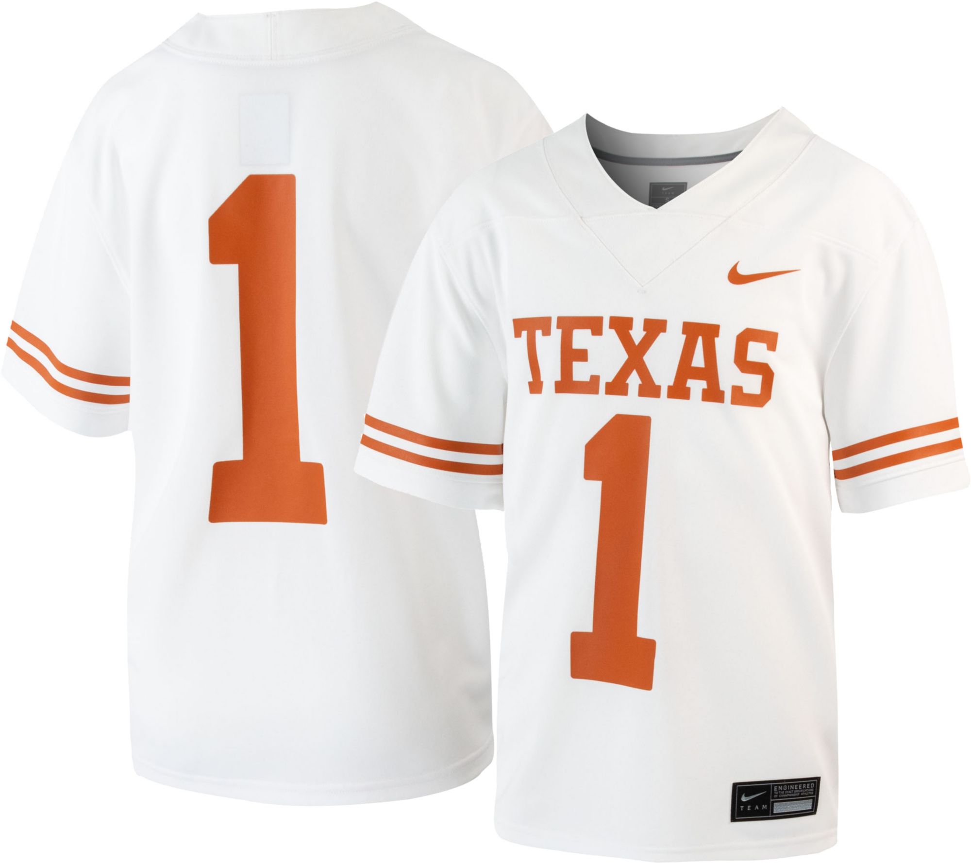 Nike Little Kids' Texas Longhorns #1 White Untouchable Game Football Jersey product image