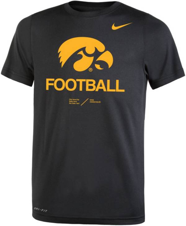 Nike Youth Iowa Hawkeyes Black Dri-FIT Legend Football Sideline Team Issue T-Shirt product image