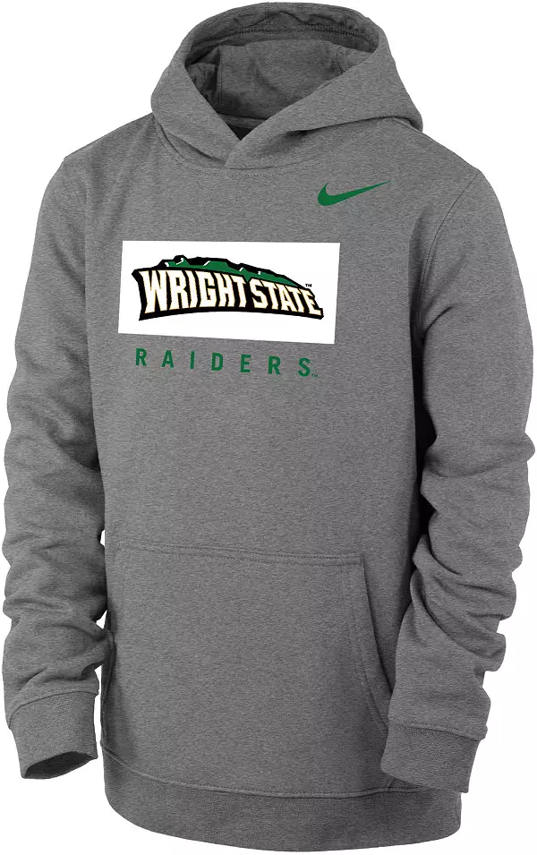 Nike Youth Wright State Raiders Grey Club Fleece Pullover Hoodie