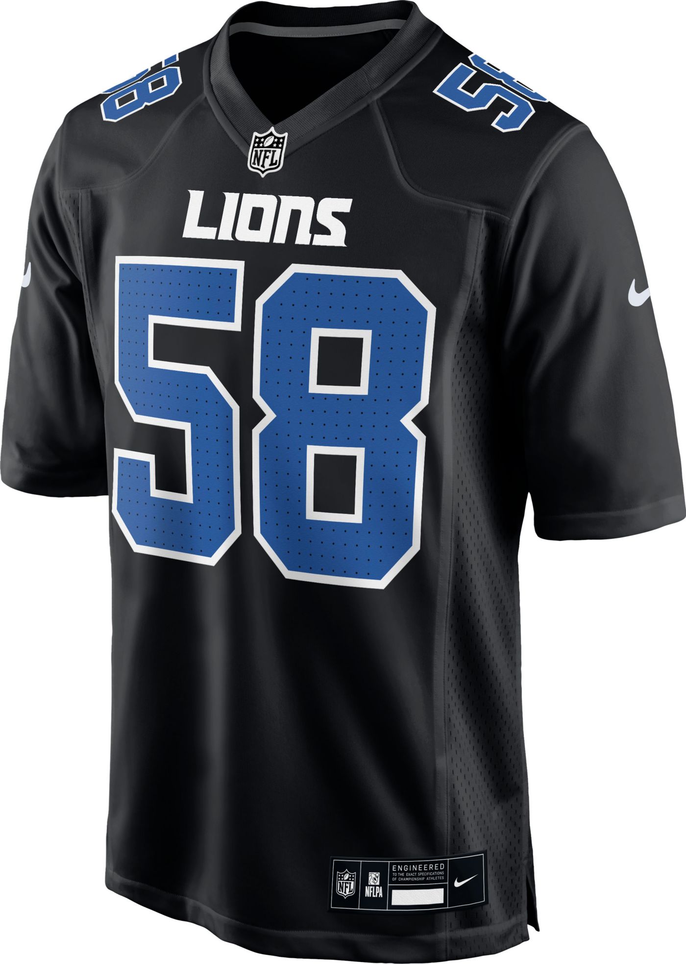 Nike Adult Detroit Lions Penei Sewell #58 Black Fashion Game Jersey ...