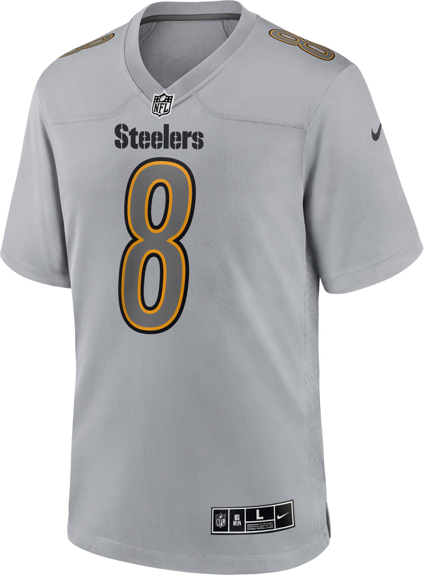 Nike Men's Pittsburgh Steelers Kenny Pickett #8 Atmosphere Grey Game Jersey