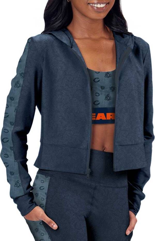 Certo Women's Chicago Bears Crop Charcoal/Navy Full-Zip Hoodie product image