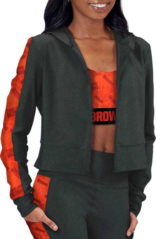 Certo Women's Cleveland Browns Crop Charcoal/Orange Full-Zip Hoodie product image