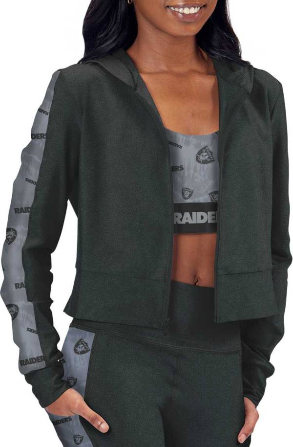 Certo Women's Las Vegas Raiders Crop Charcoal/Gray Full-Zip Hoodie product image