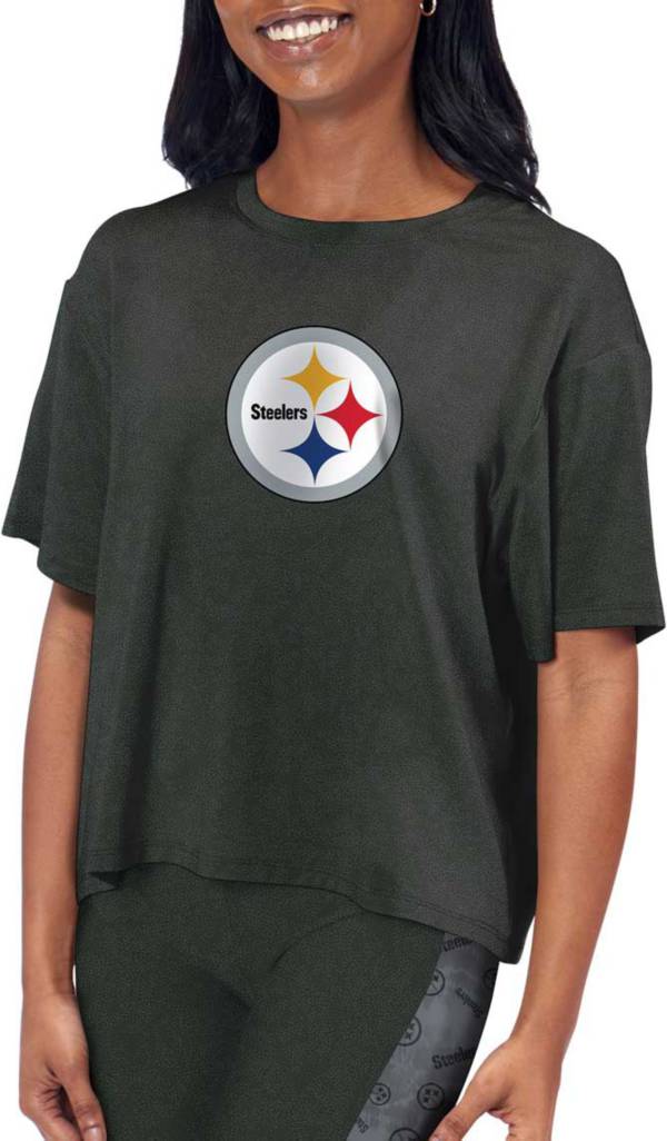 Certo Women's Pittsburgh Steelers Logo Charcoal Crop T-Shirt product image
