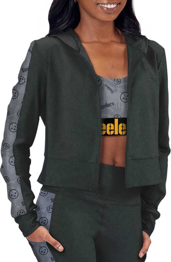 Certo Women's Pittsburgh Steelers Crop Charcoal/Gray Full-Zip Hoodie product image