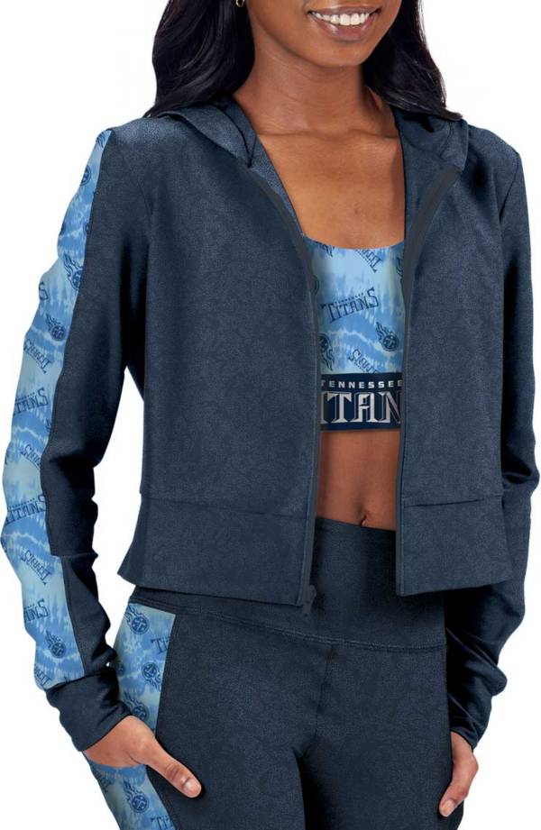 Certo Women's Tennessee Titans Crop Charcoal/Blue Full-Zip Hoodie product image