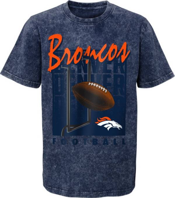 NFL Team Apparel Youth Denver Broncos Headline Mineral Wash Navy T-Shirt product image