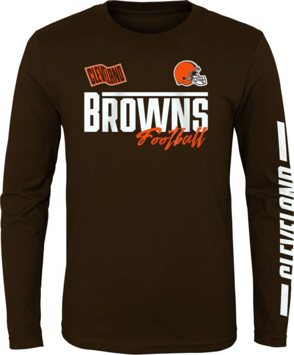 NFL Team Apparel Youth Cleveland Browns Race Time Brown Long Sleeve T-Shirt product image