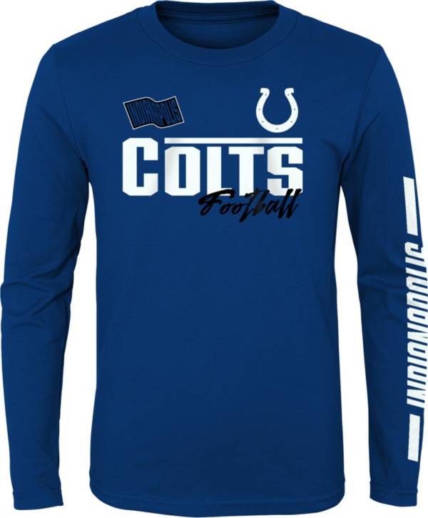 NFL Team Apparel Youth Indianapolis Colts Race Time Blue Long Sleeve T-Shirt product image