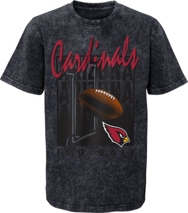 NFL Team Apparel Youth Arizona Cardinals Headline Mineral Wash Black T-Shirt