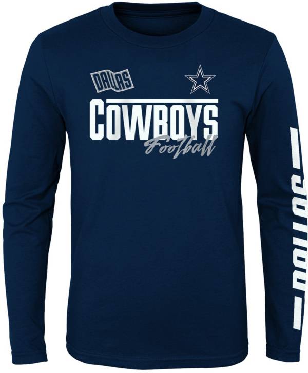 NFL Team Apparel Youth Dallas Cowboys Race Time Navy Long Sleeve T-Shirt product image