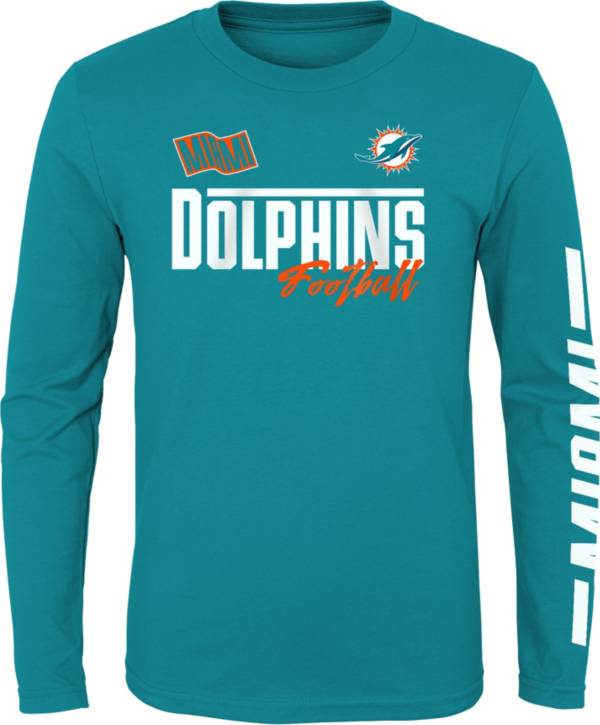 New Era Women's Miami Dolphins Space Dye Aqua Long Sleeve Crop T