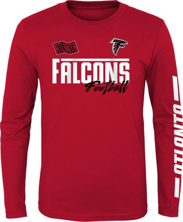 NFL Team Apparel Youth Atlanta Falcons Race Time Red Long Sleeve T-Shirt