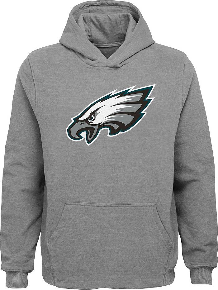 NFL Team Apparel Youth Philadelphia Eagles Prime Logo Grey Hoodie