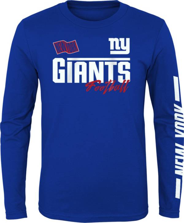 NFL Team Apparel Youth New York Giants Race Time Royal Long Sleeve T-Shirt product image
