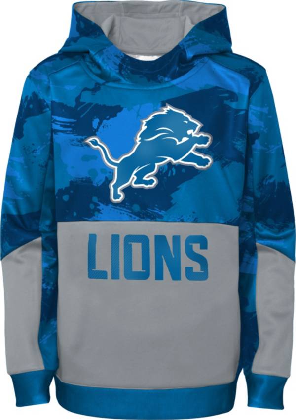 NFL Team Apparel Youth Detroit Lions Covert Blue/Grey Hoodie product image