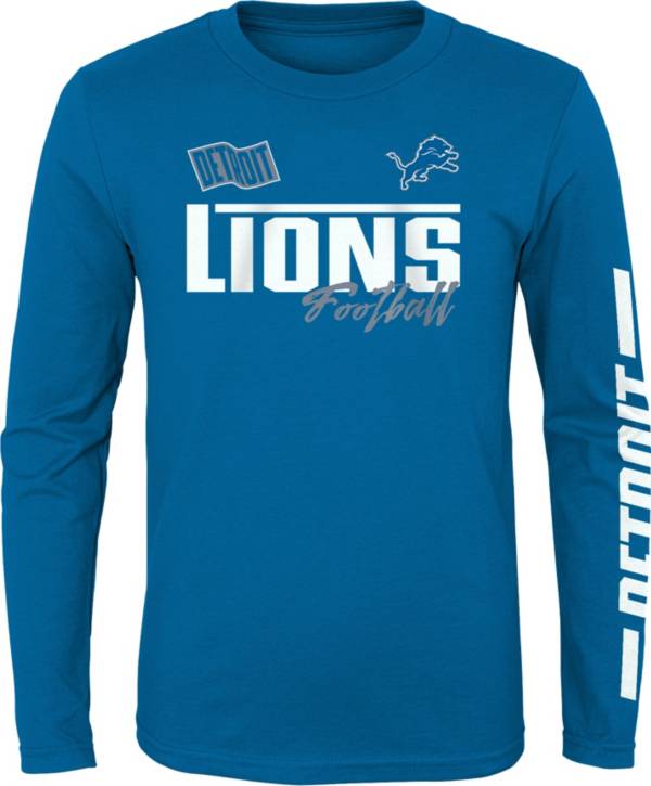 NFL Team Apparel Youth Detroit Lions Race Time Blue Long Sleeve T-Shirt product image