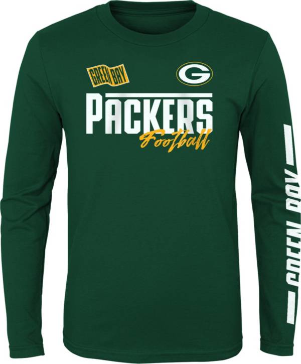 NFL Team Apparel Youth Green Bay Packers Race Time Green Long Sleeve T-Shirt product image
