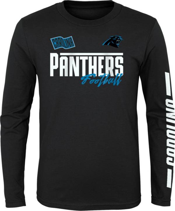 NFL Team Apparel Youth Carolina Panthers Race Time Black Long Sleeve T-Shirt product image