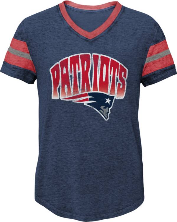 NFL Team Apparel Girls' New England Patriots Catch The Wave Navy T-Shirt product image