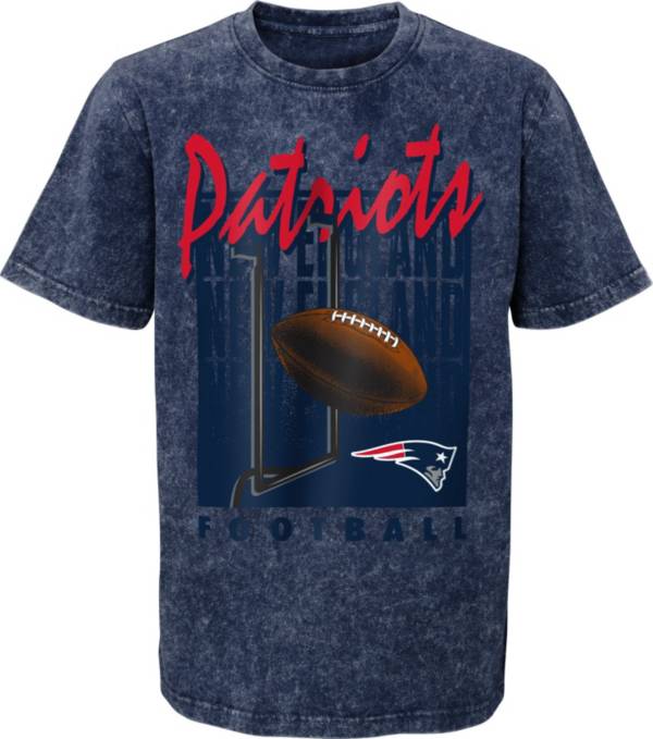 NFL Team Apparel Youth New England Patriots Headline Mineral Wash Navy  T-Shirt