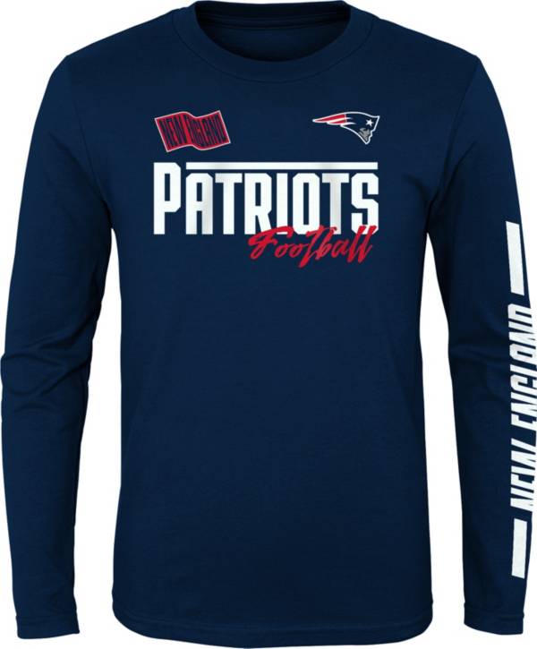 NFL Team Apparel Youth New England Patriots Race Time Navy Long Sleeve T-Shirt product image