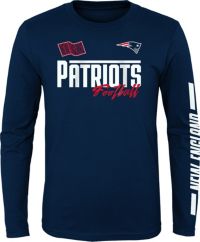 NFL Team Apparel Youth New England Patriots Cross Pattern Navy T-Shirt