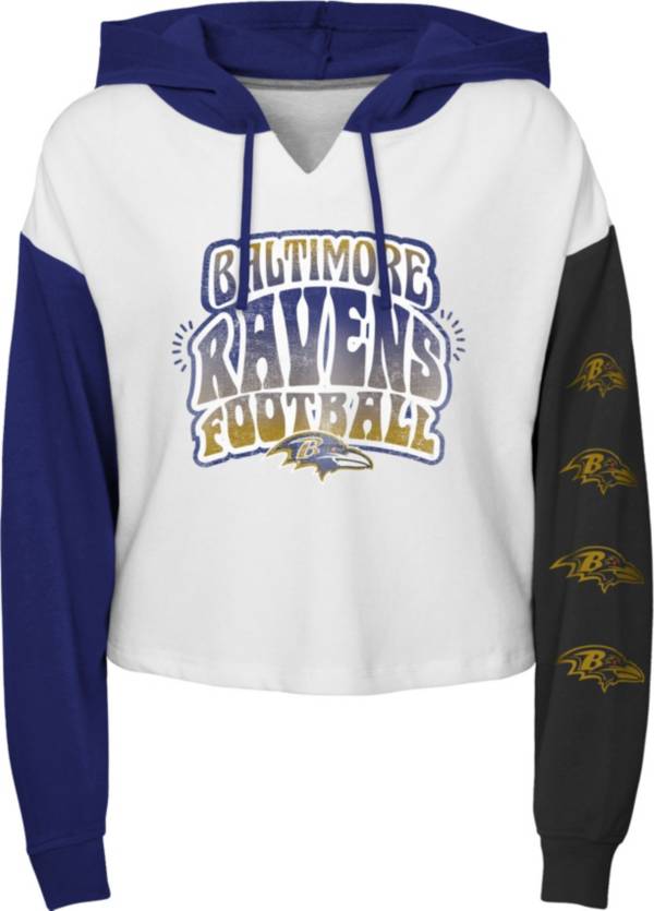 NFL Team Apparel Girls' Baltimore Ravens Color Run White Hoodie product image
