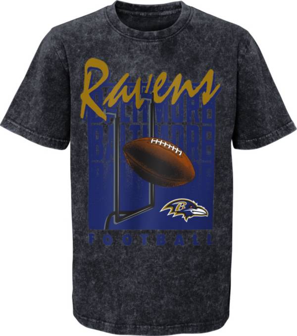 NFL Team Apparel Youth Baltimore Ravens Headline Mineral Wash Black T-Shirt product image