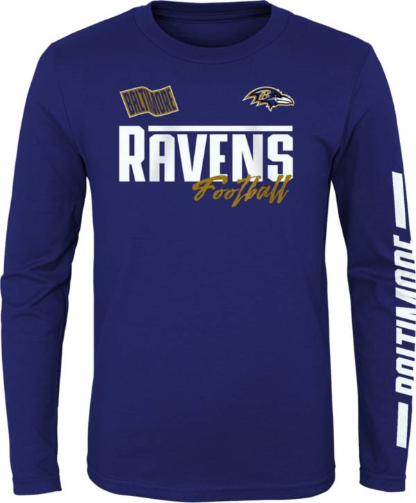 NFL Team Apparel Youth Baltimore Ravens Race Time Purple Long Sleeve T-Shirt product image