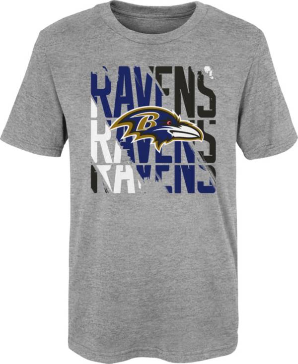 NFL Team Apparel Little Kids' Baltimore Ravens Savage Stripes Grey T-Shirt product image