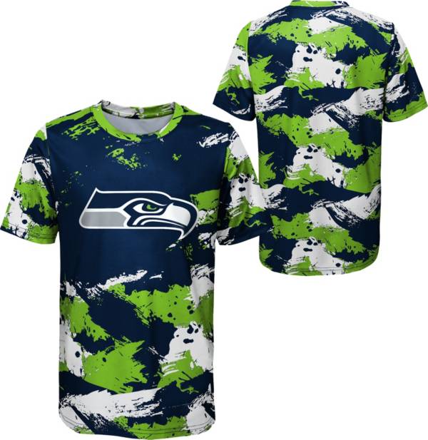 NFL Team Apparel Youth Seattle Seahawks Cross Pattern Navy T-Shirt product image