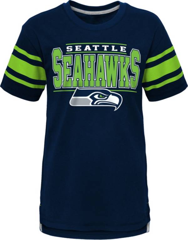 NFL Team Apparel Youth Seattle Seahawks Huddle Up Navy T-Shirt product image