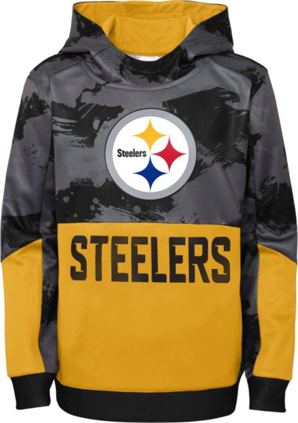 Youth Black/Gold Pittsburgh Steelers Poster Board Full-Zip Hoodie