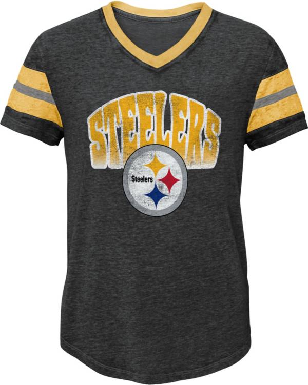 NFL Team Apparel Girls' Pittsburgh Steelers Catch The Wave Black T-Shirt product image
