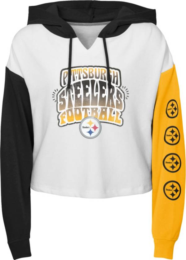 NFL Team Apparel Girls' Pittsburgh Steelers Color Run White Hoodie product image