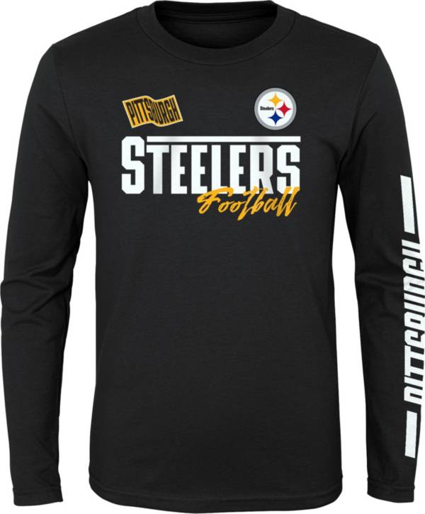 NFL Team Apparel Youth Pittsburgh Steelers Race Time Black Long Sleeve T-Shirt product image