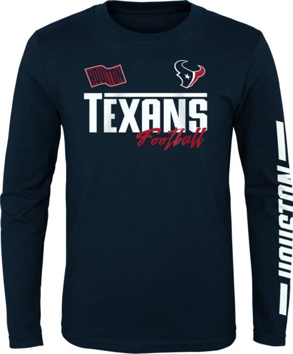 NFL Team Apparel Youth Houston Texans Race Time Navy Long Sleeve T-Shirt product image